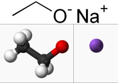 Ball and stick model of anions and cations in sodium ethoxide