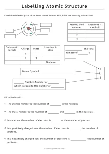 Atomic Structure Labeling Worksheet High School