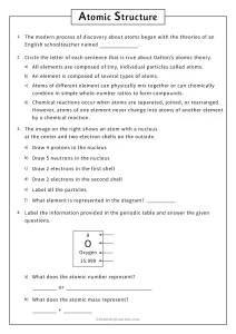 Atomic Structure Worksheet with Answer Key 7th Grade