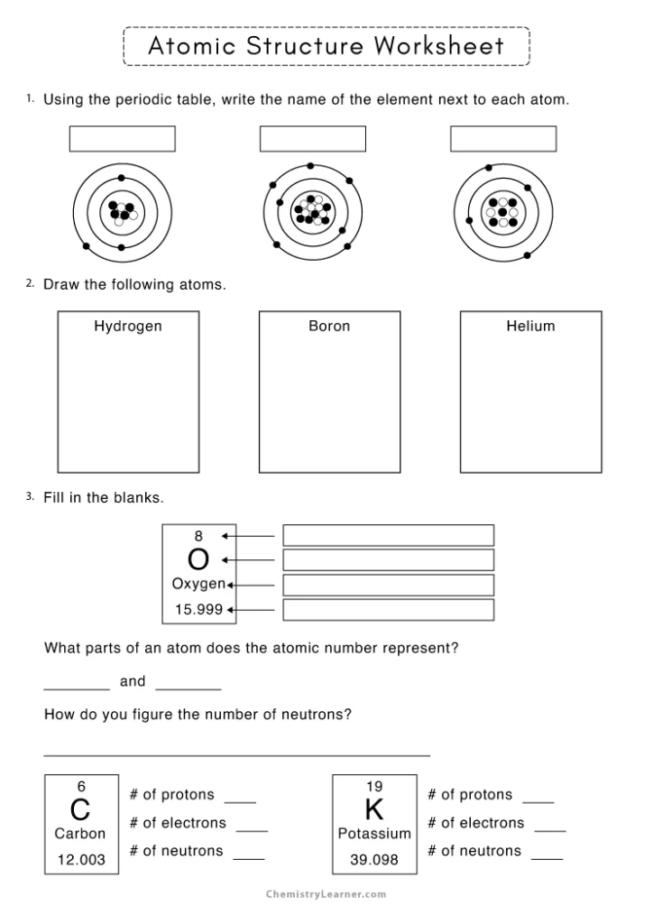 Grade 9 Atomic Structure Worksheet