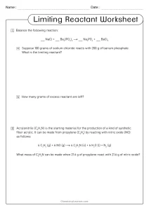 Limiting Reactant Practice Problems Worksheet with Answers