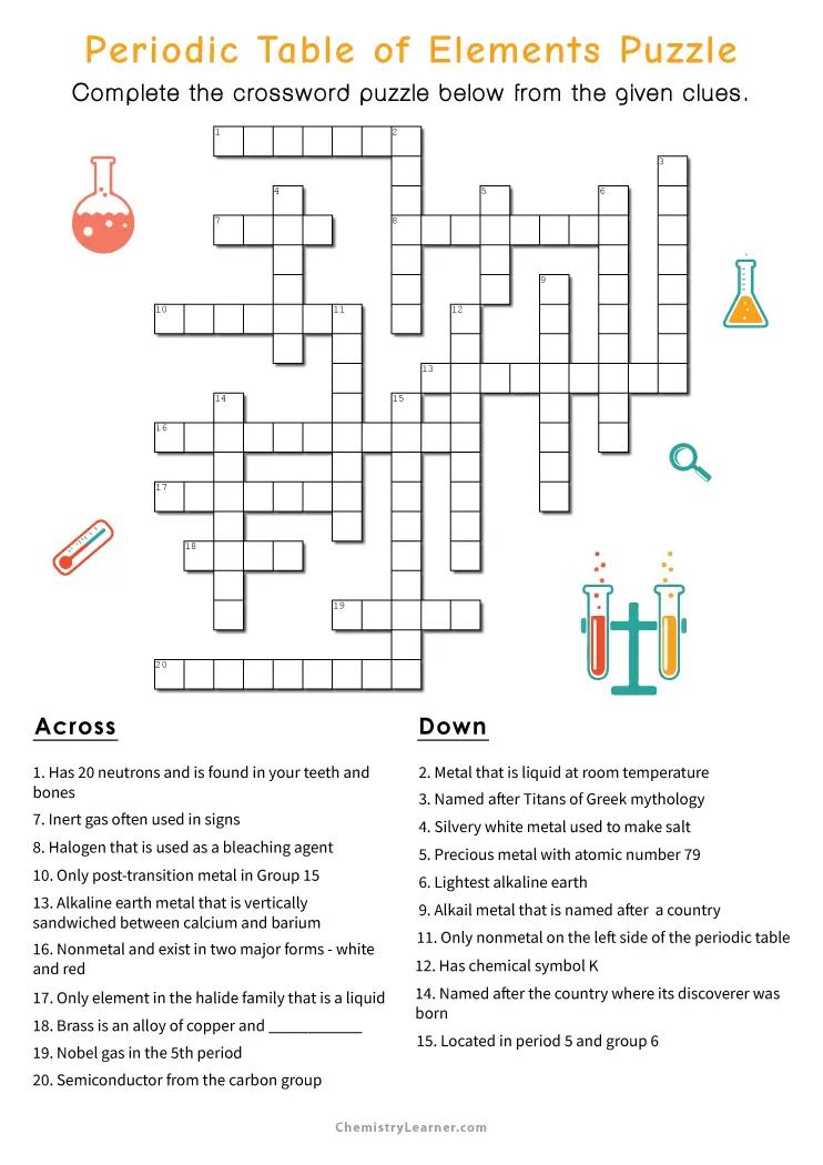 Periodic Table Puzzle Worksheets