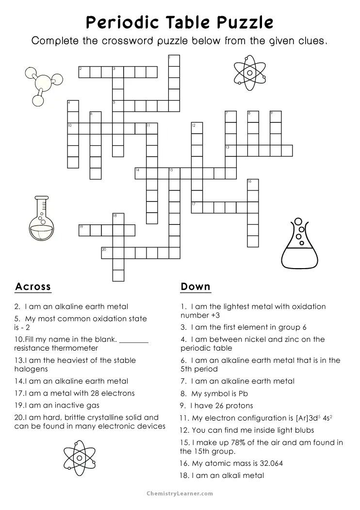 Periodic Table Puzzle Worksheets