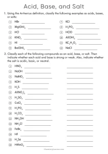 Acids Bases and Salts Worksheet