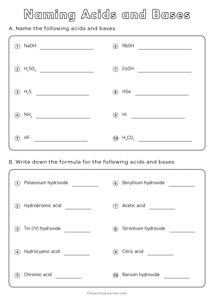 Color By Number Acids And Bases Worksheet Answers Pdf