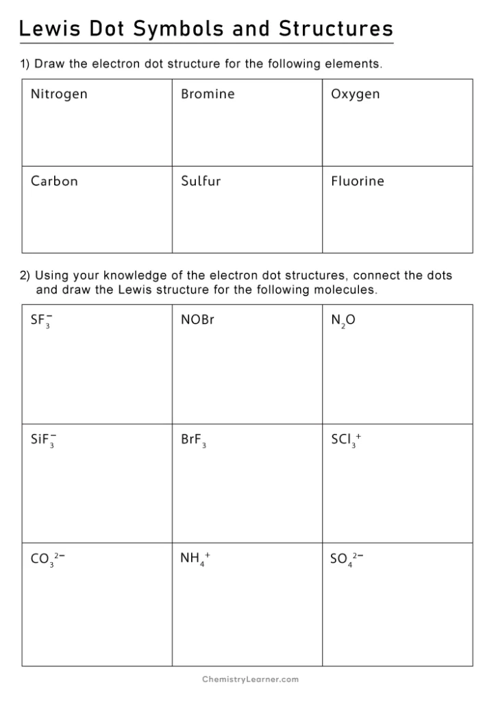 Connect The Dots Lewis Dot Symbols Worksheet with Answers