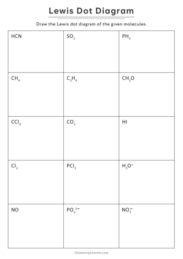 Lewis Dot Diagram Worksheet with Answers Key