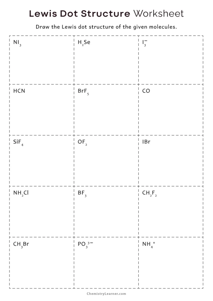 Lewis Dot Structure Worksheet with Answers
