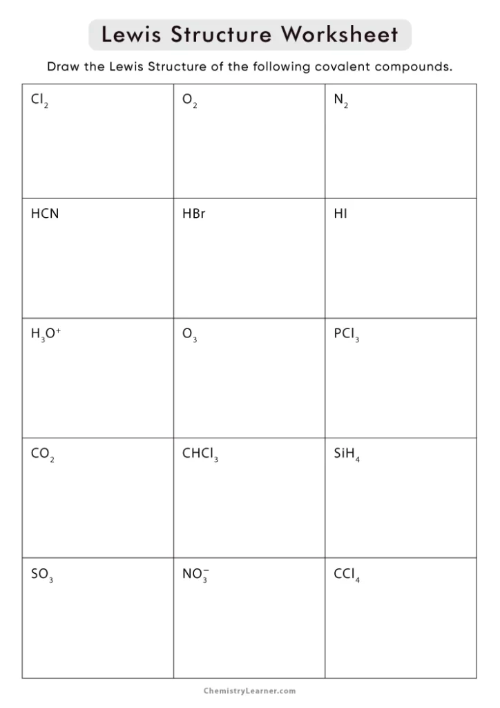 Lewis Structure Worksheet