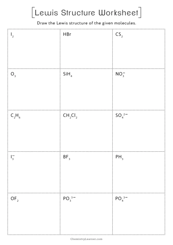 Lewis Structure Worksheet with Answers