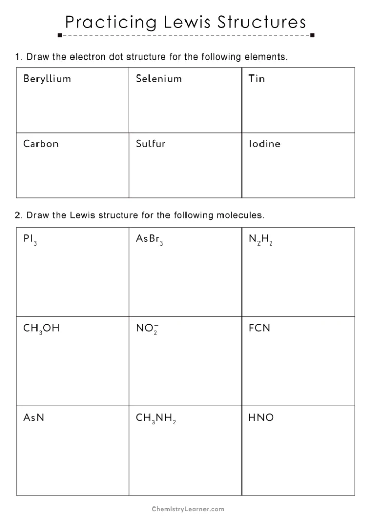 Practice Drawing Lewis Structures Worksheets