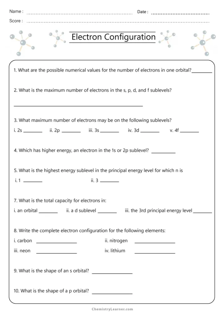 Electron Configuration Practice Problems Worksheet Answers