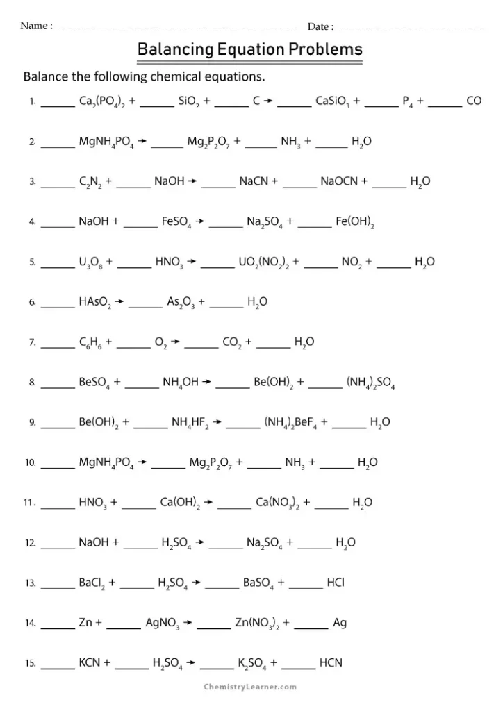 Balancing Chemical Equations With Parentheses Worksheet