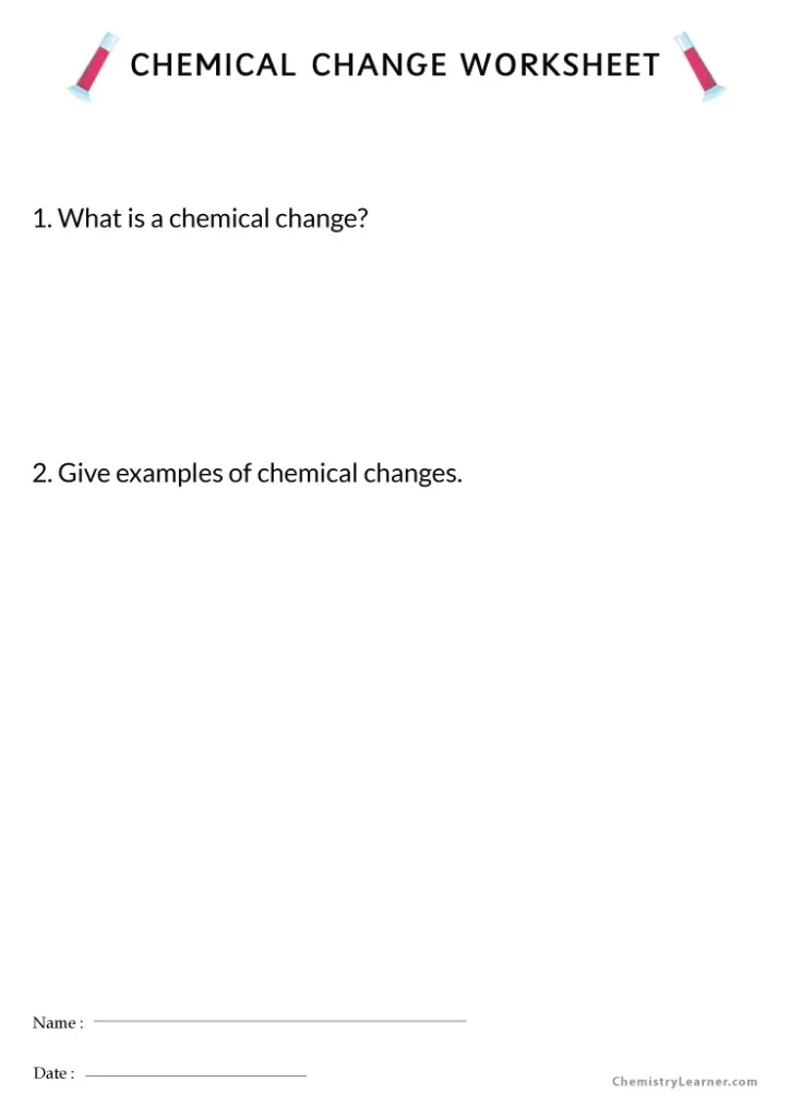 Chemical Change Worksheet