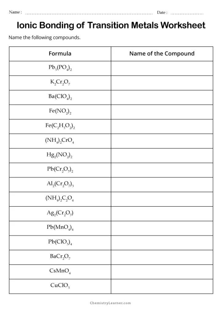 Atoms and Bonding Ionic Bonds Worksheet with Answers
