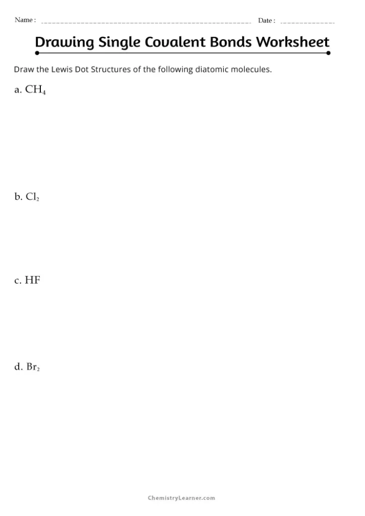 Drawing Single Covalent Bonds Worksheet with Answers