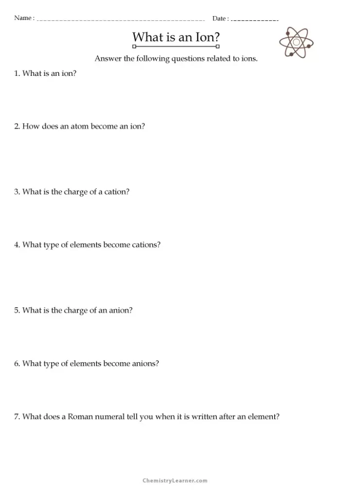 What is an Ion Worksheet