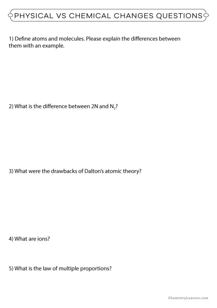 Explain It with Atoms and Molecules Worksheet with Answers
